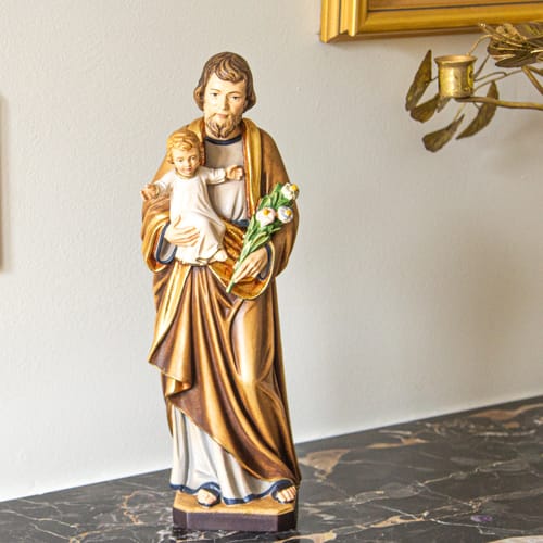 St. Joseph w/ Christ Child Hand-Painted Italian Statue