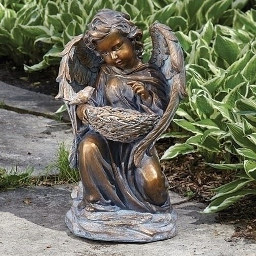 Bronze Cherub Birdbath Garden Statue