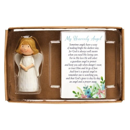 Guardian Angel Figurine and Prayer Card