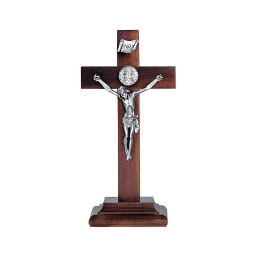 Standing Walnut St. Benedict Crucifix