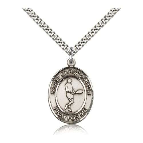 Sterling Silver St. Christopher Medal w/ chain - Tennis