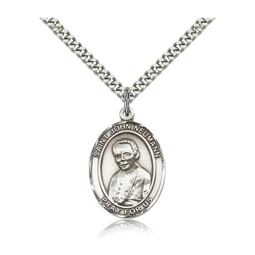 Sterling Silver St. John Neumann Pendant w/ chain