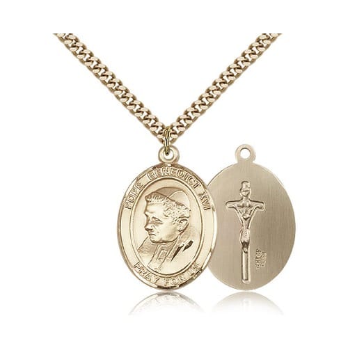 Gold Filled Pope Benedict XVI Pendant w/ chain