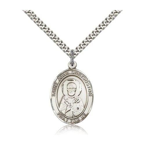 Sterling Silver St. John Chrysostom Pendant w/ chain