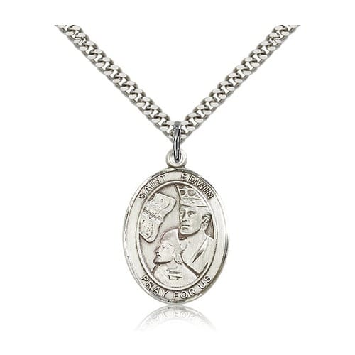 Sterling Silver St. Edwin Pendant w/ chain