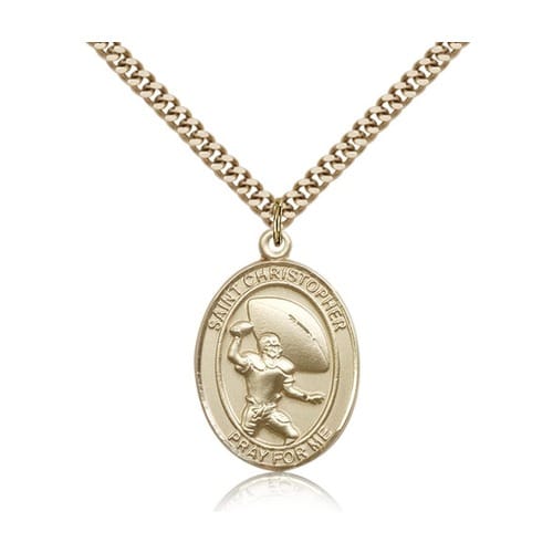 14kt Gold Filled St. ChristpherMedal w/ chain - Football
