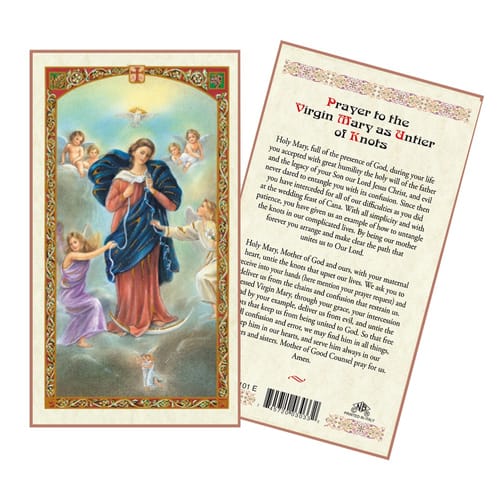 Virgin Mary Untier of Knots Laminated Prayer Card