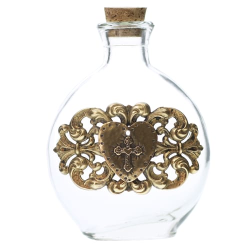Heart &amp; Cross Holy Water Bottle