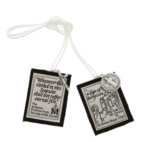 Handmade Brown Scapular with White Cord 20 inch