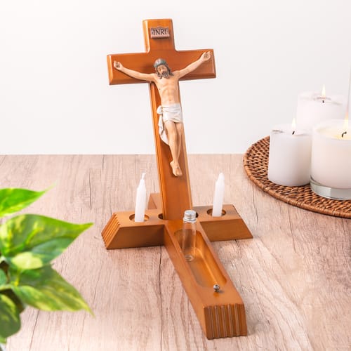 Sick Call Wood Crucifix Set 14 Inch