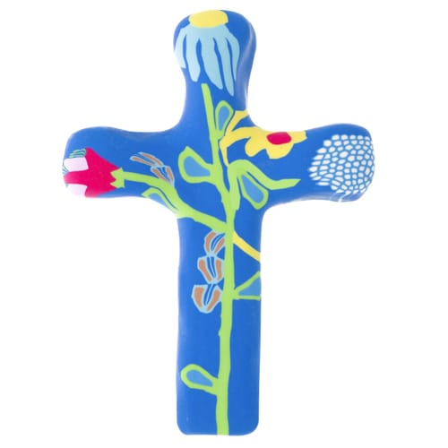 Blue Floral Comfort Cross