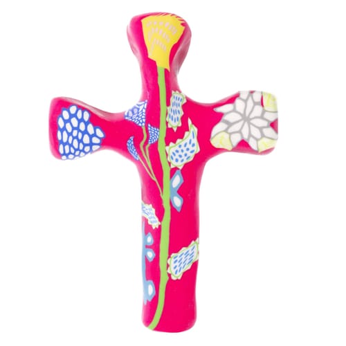 Pink Floral Comfort Cross