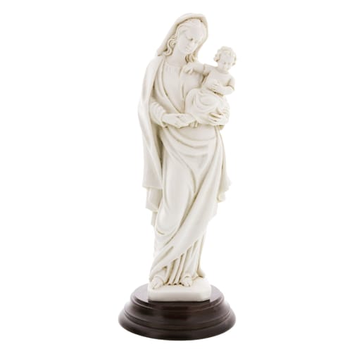 Mother &amp; Child Ivory Statue w/ Wooden Base