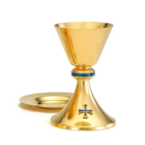 Blue Enamel Chalice &amp; Well Paten OR Ciborium