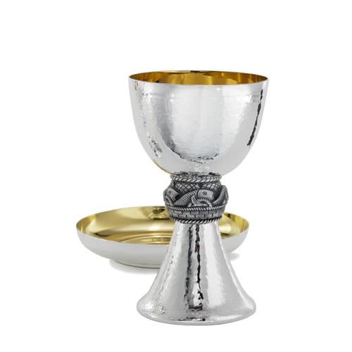 Silver Plated Christ Fish Chalice w/ Paten Set