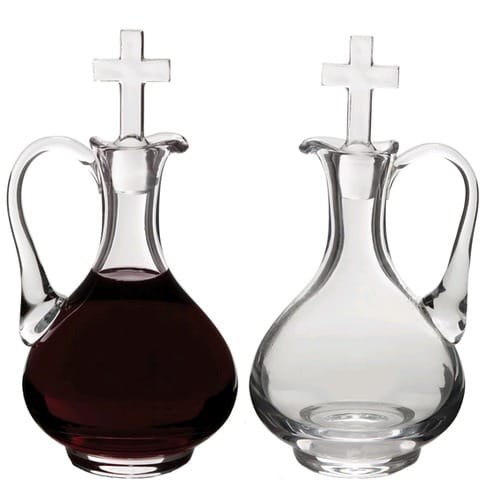 Glass Cruets with Cross Stoppers - 8 oz.