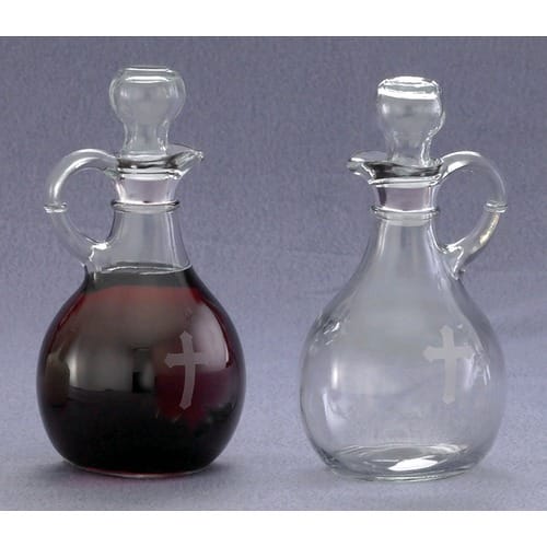 Etched Cross Cruet Bottles - 10 oz.