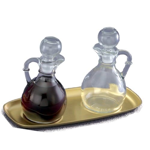 SET - 6 oz. Mass Cruet Bottles with Tray