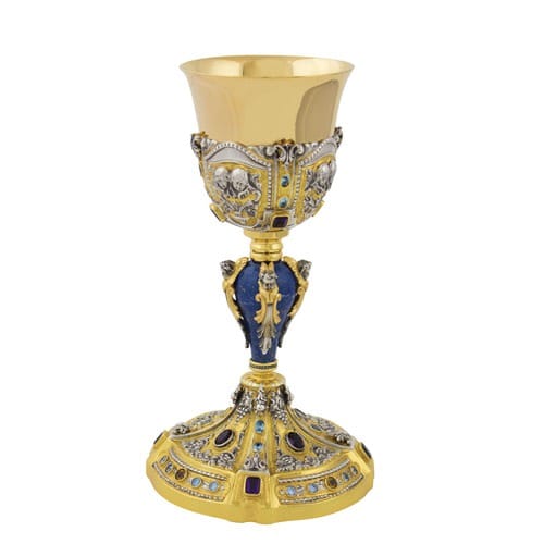 Italian Gold and Amethyst Chalice &amp; Paten Set