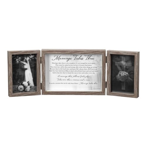 Tri-Fold Wedding Picture Frame with Poem