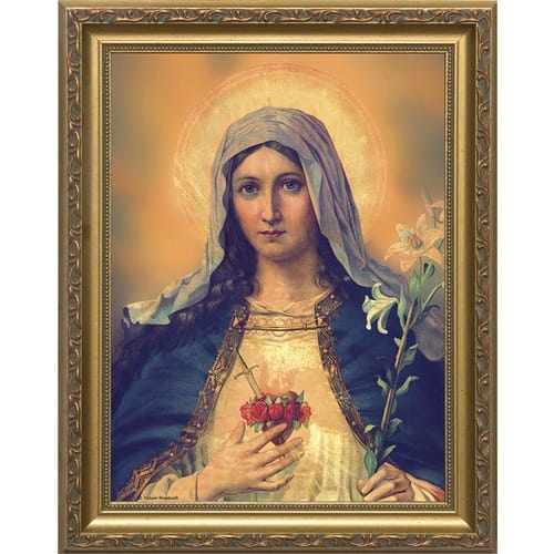 Antique Immaculate Heart w/ Gold Frame