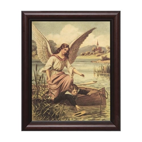 Guardian Angel with Boy in Boat w/ Cherry Frame (8x10)