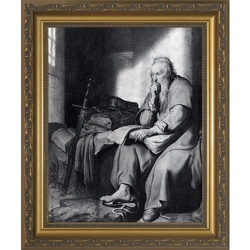 St. Paul in Prison by Rembrandt w/ Gold Frame (8x10)