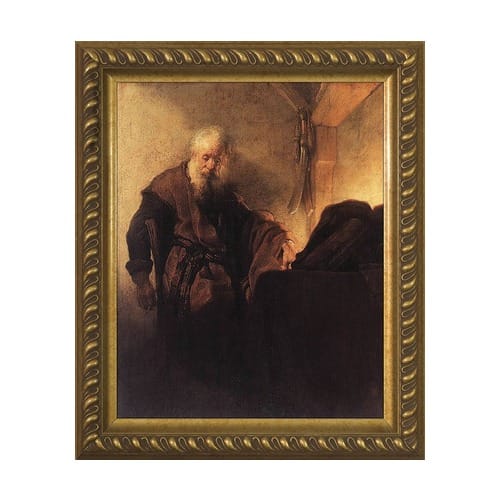 St. Paul at His Writing Desk w/ Gold Frame