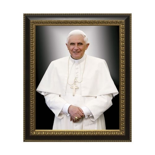 Formal Pope Benedict w/ Ornate Black and Gold Frame