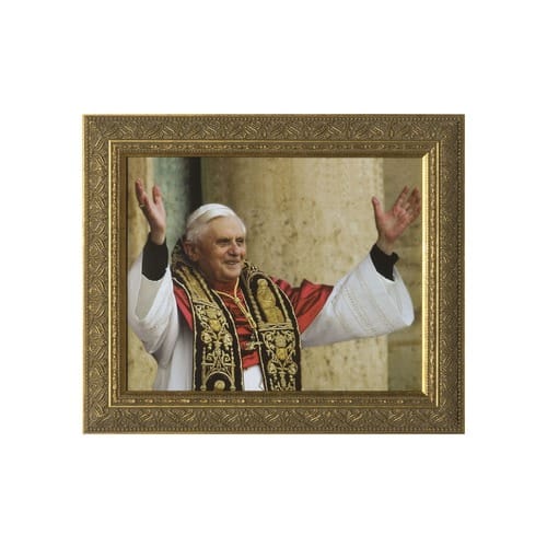 Pope Benedict Rejoicing w/ Gold Frame (16x20)