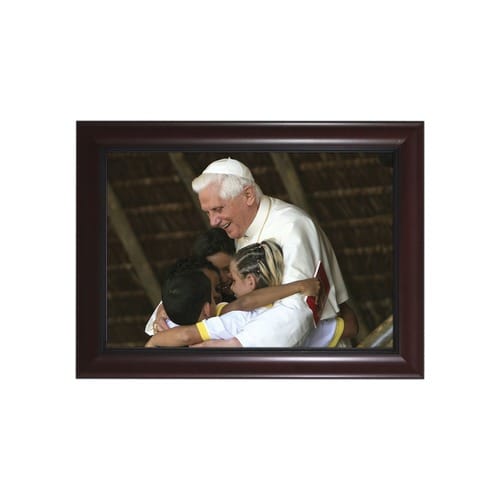 Pope Benedict w/ Children in Cherry Frame