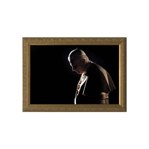 Pope Benedict in Prayer w/ Gold Frame