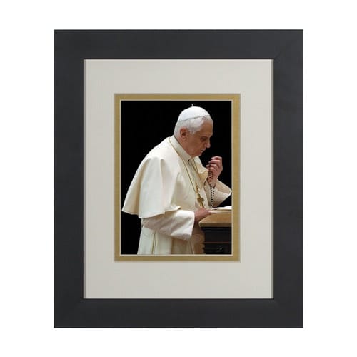 Pope Benedict Praying Rosary (Matted w/ Black Frame) 8x10