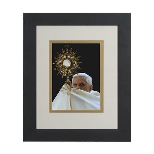 Pope Benedict w/ Monstrance (Matted w/ Black Frame) 8x10