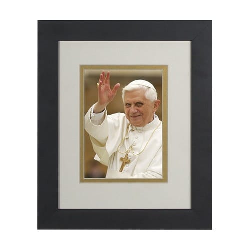 Pope Benedict Waving (Matted w/ Black Frame) 8x10