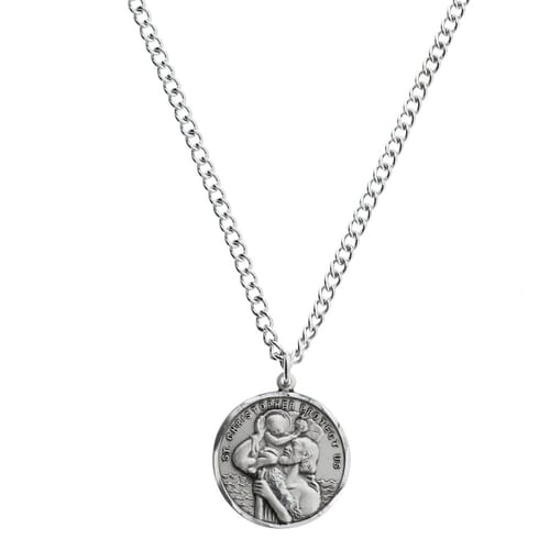 Sterling Silver St. Christopher Medal, 24 inch chain