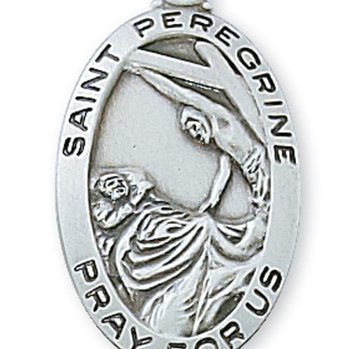 Sterling Silver St. Peregrine Medal with 18 inch chain