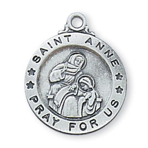 Sterling Silver St. Anne Medal with 18 inch chain