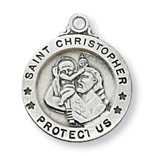 Sterling Silver St. Christopher Medal with 18 inch chain