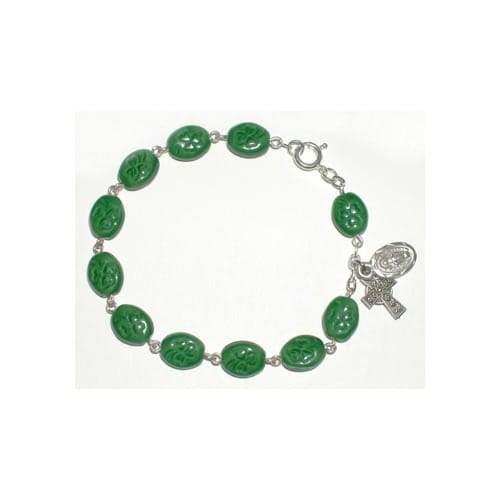 Green Shamrock Adult Rosary Bracelet