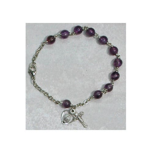 Amethyst Adult Rosary Bracelet - Sterling Silver