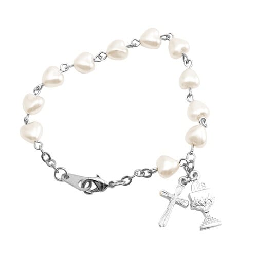 Pearl Heart Communion Bracelet - Sterling Silver