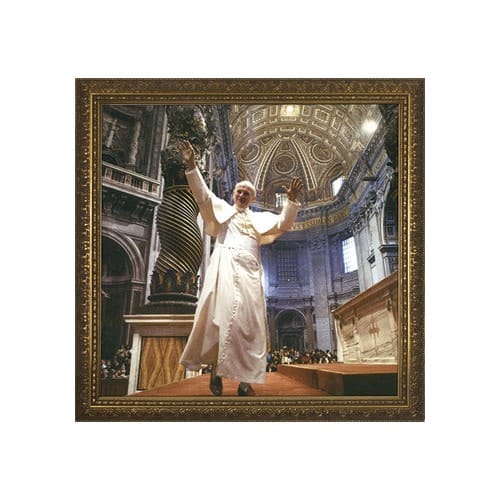 John Paul II (in St. Peter's) w/ Gold Frame (13x13)