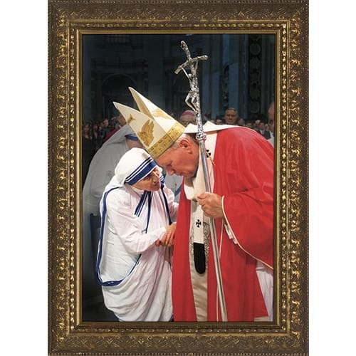 John Paul II w/ Mother Teresa w/ Gold Frame