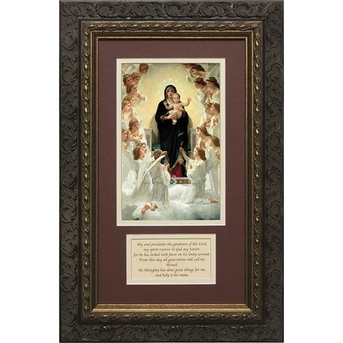 Queen of Angels (Matted with Prayer in Dark Ornate Frame) 8x14