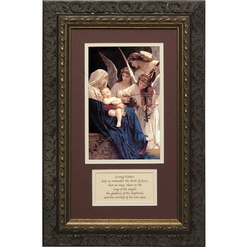 Song of Angels (Matted with Prayer in Dark Ornate Frame) 8x14