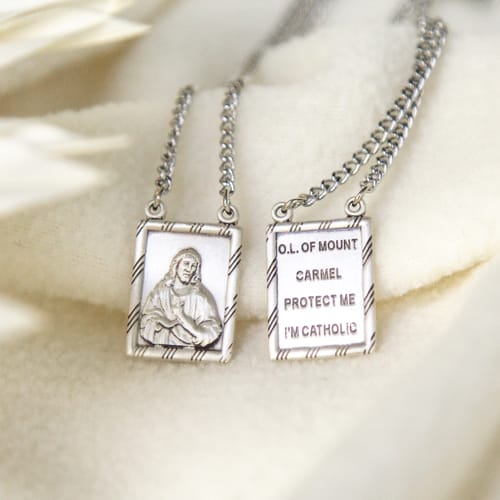 Sterling Silver Scapular with 30 inch Chain
