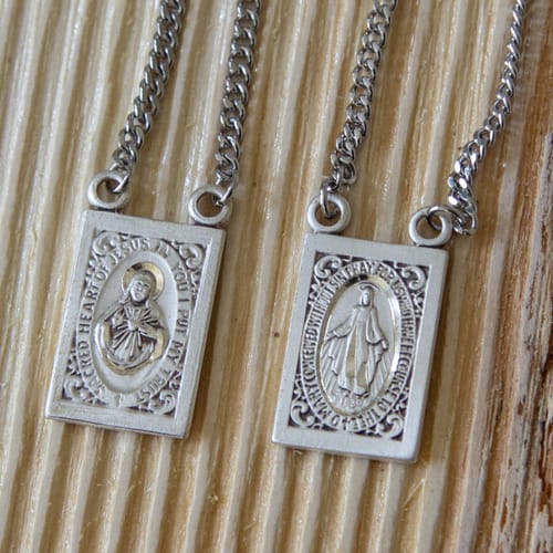 Sterling Scapular with Miraculous Medal
