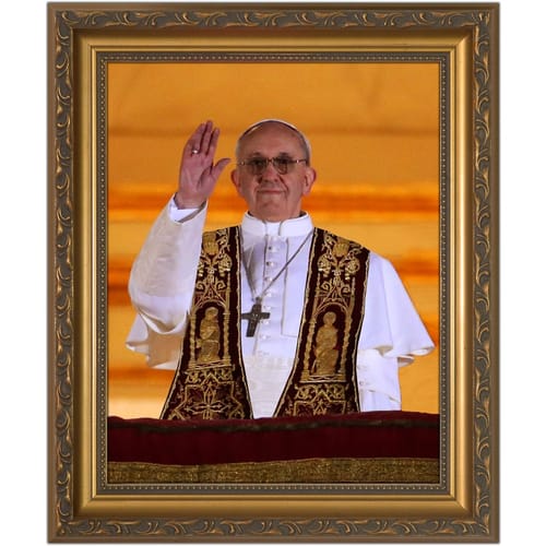 Pope Francis Giving Blessing in Gold Frame