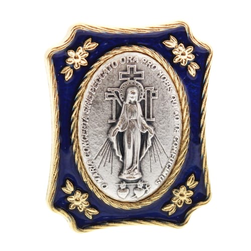 Petite Miraculous Medal Blue Standing Plaque